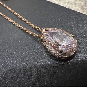 Rose Gold Teardrop Crystal Necklace & Earring Set